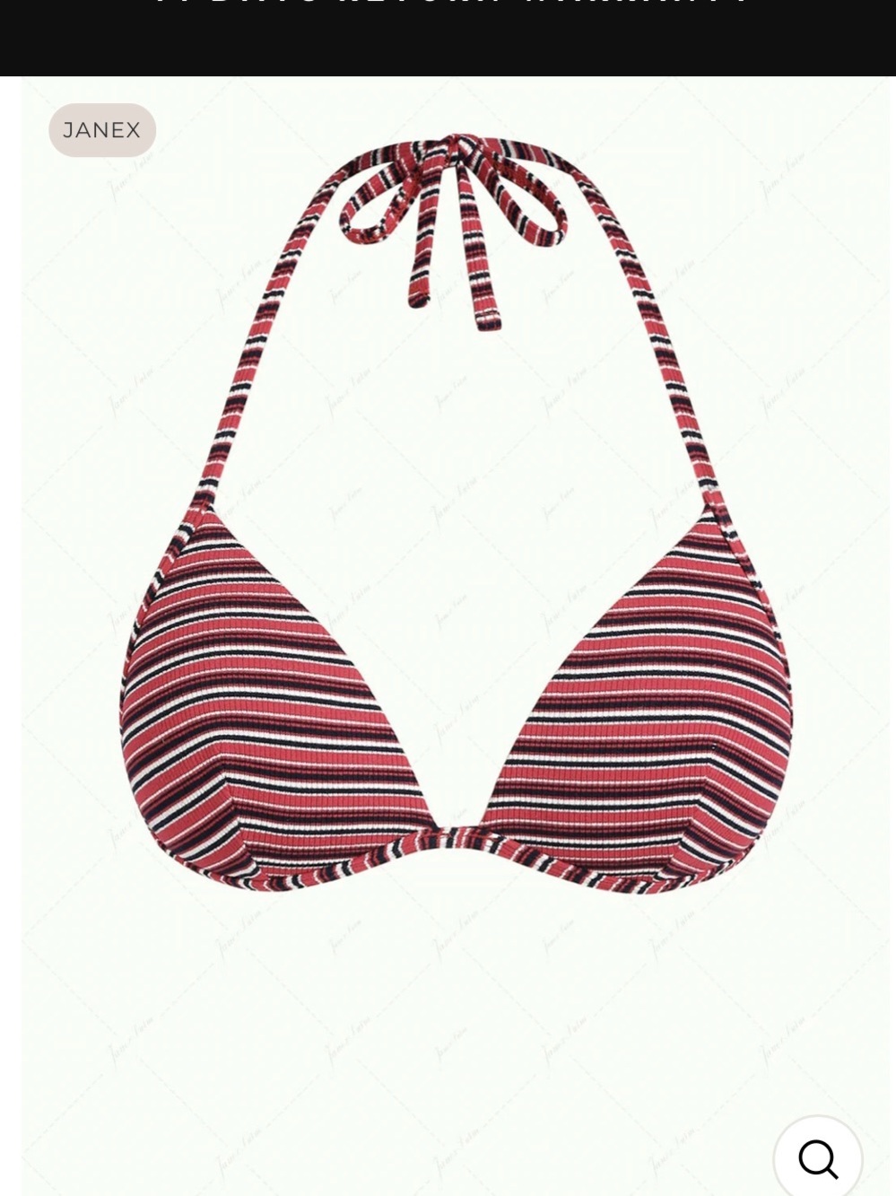 Janex Red Striped Halter Bikini Top